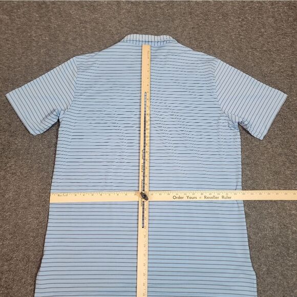 Peter Millar Summer Comfort Mens Size L Golf Polo Shirt Blue Black Striped - Picture 7 of 11